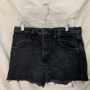 💜 Rustler Black Cotton Denim Cutoff Shorts Waist 33
